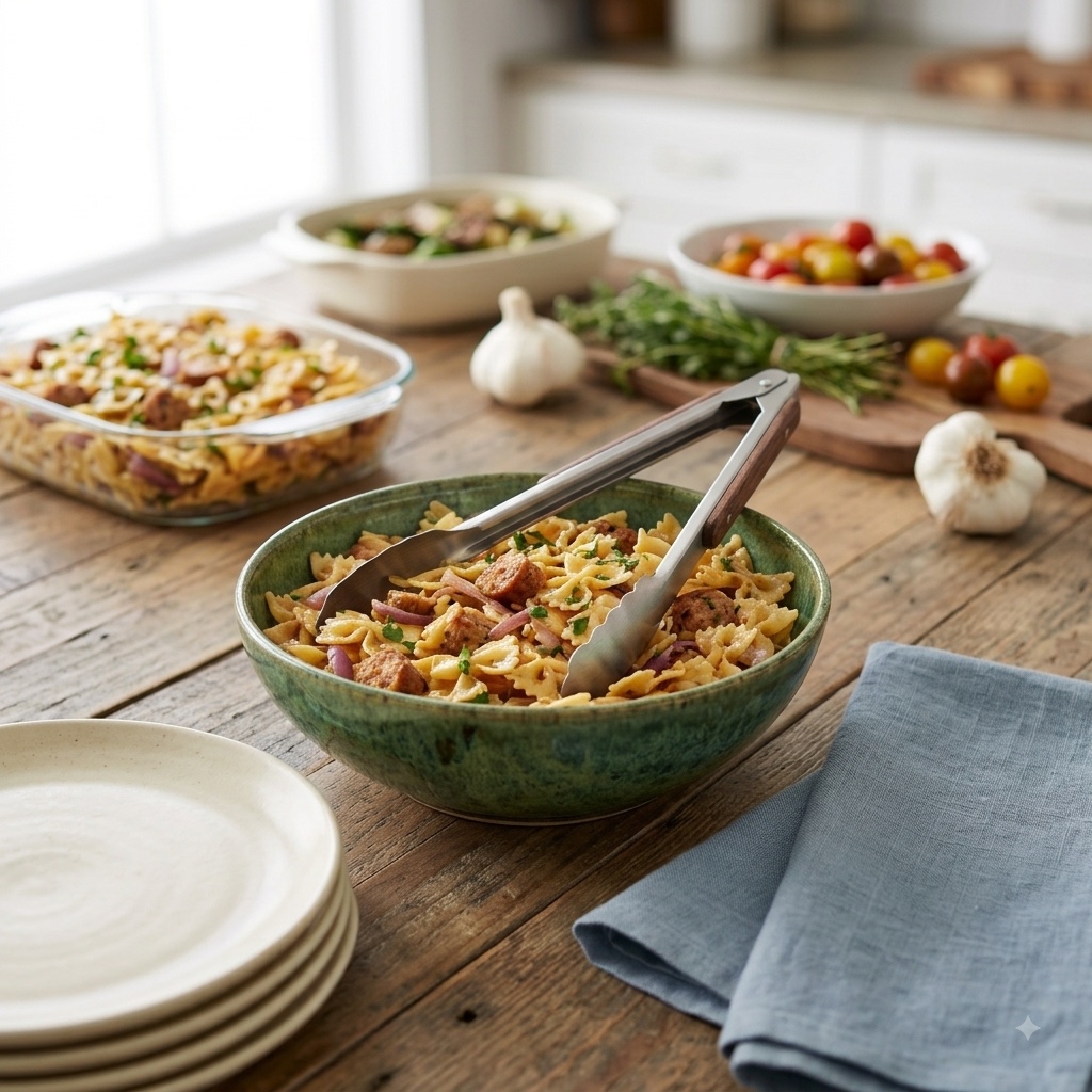 A bowl of pasta ready to share